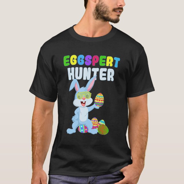 Cute Funny Eggspert Hunter Boys Easter Rabbit Egg  T-Shirt (Front)