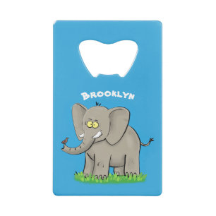 Cute funny elephant with bird on trunk cartoon