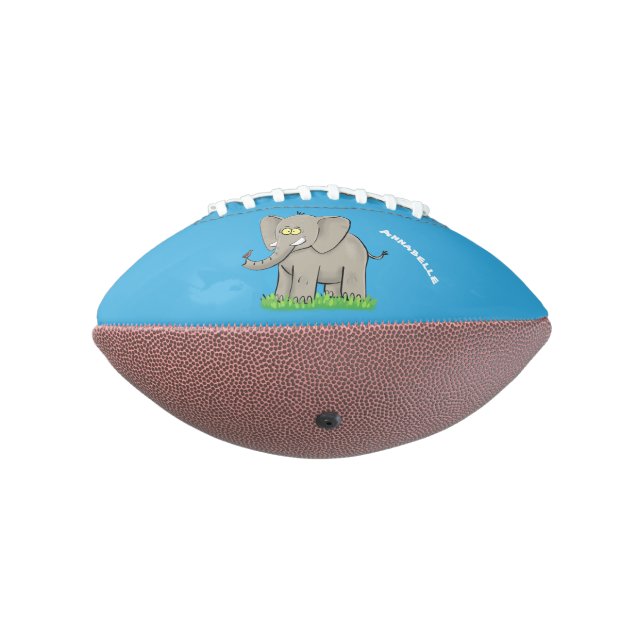 Cute funny elephant with bird on trunk cartoon football (Rotated 270)