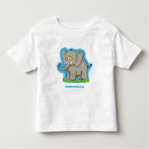 Cute funny elephant with bird on trunk cartoon toddler T-Shirt