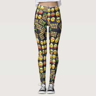 "Cute Funny Emoji Pattern Cationic Faces"  Leggings