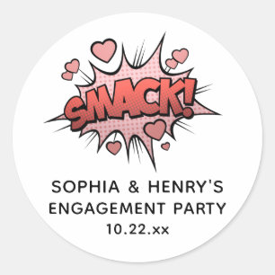 Cute Funny Engagement Party Retro Wedding Classic Round Sticker