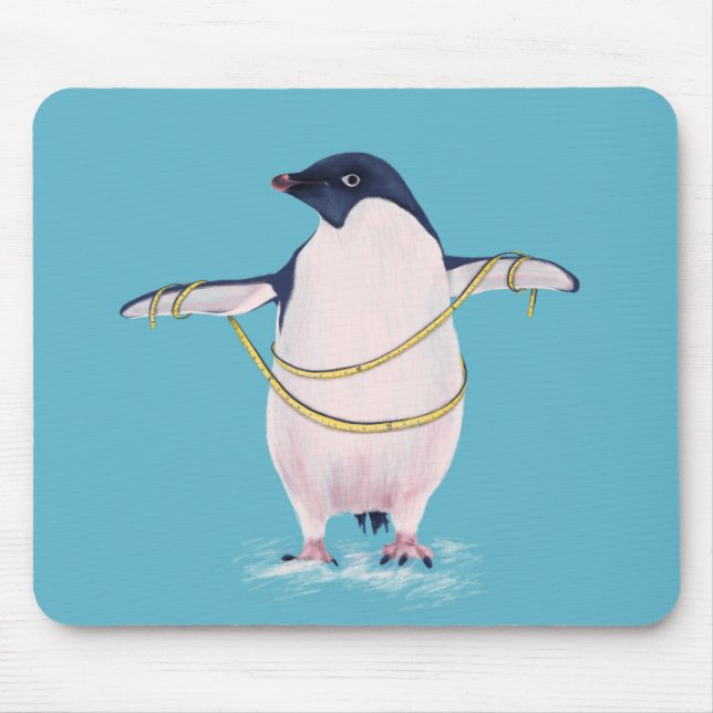 Cute Funny Fat Penguin On Diet Mouse Pad (Front)