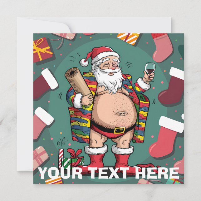 Cute funny father christmas invitation (Front)