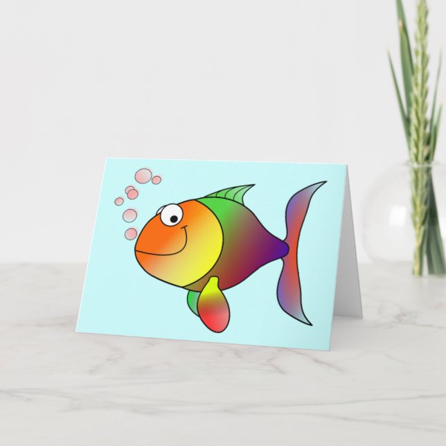 Cute Funny Fish - Colourful Card (Front)