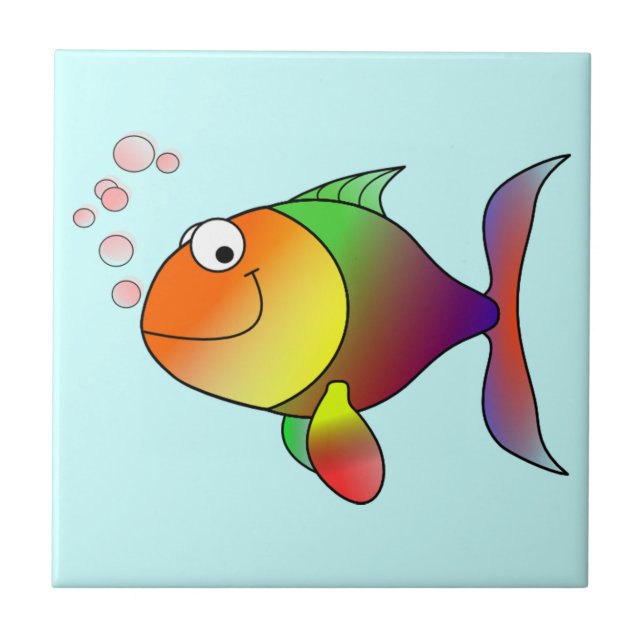 Cute Funny Fish - Colourful Tile (Front)