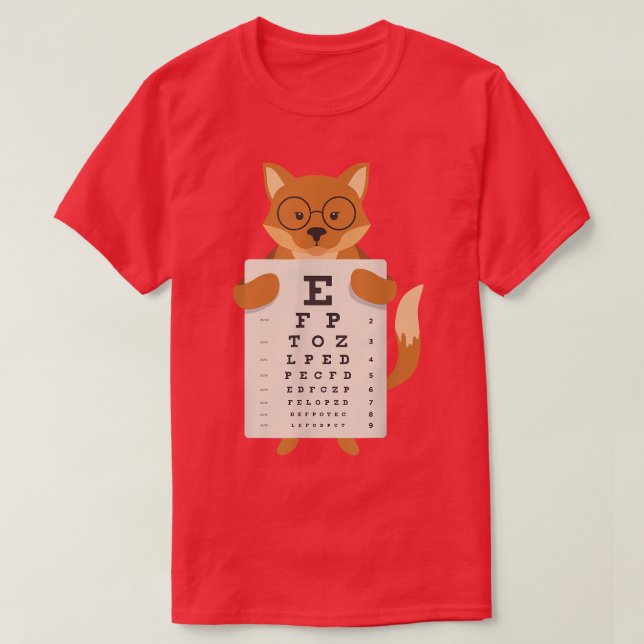 Cute Funny Fo with Eye Chart Optometrist Art  T-Shirt (Design Front)
