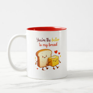 Cute Funny Food Pun Valentine's Day Friendship Two-Tone Coffee Mug