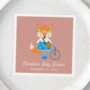 Cute funny forest fox. Woodland animal baby shower Napkin