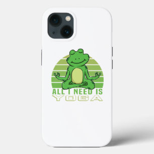 Cute funny frog doing yoga. funny yoga poses iPhone 13 case