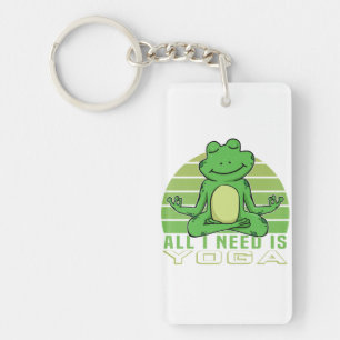 Cute funny frog doing yoga. funny yoga poses key ring