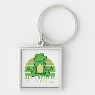 Cute funny frog doing yoga. funny yoga poses key ring