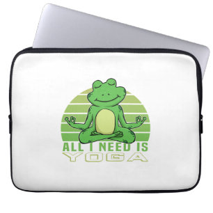 Cute funny frog doing yoga. funny yoga poses laptop sleeve