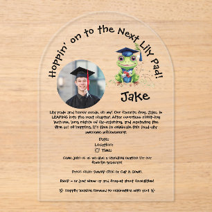 Cute Funny Frog Graduation Acrylic Invitation 