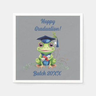Cute Funny Frog Hoppy Graduation Batch Party Napkin