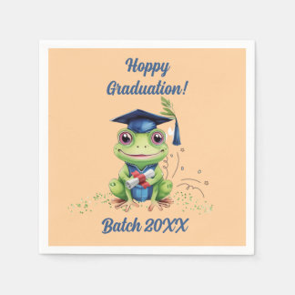 Cute Funny Frog Hoppy Graduation Batch Party Napkin