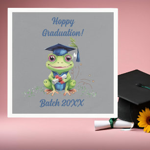 Cute Funny Frog Hoppy Graduation Batch Party Napkin