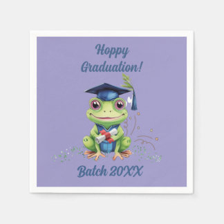 Cute Funny Frog Hoppy Graduation Batch Party Napkin