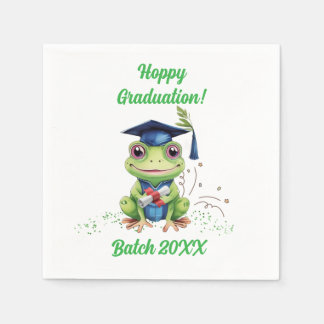 Cute Funny Frog Hoppy Graduation Batch Party Napkin