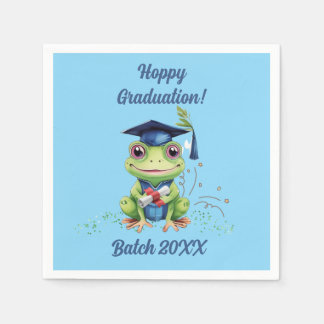 Cute Funny Frog Hoppy Graduation Batch Party Napkin