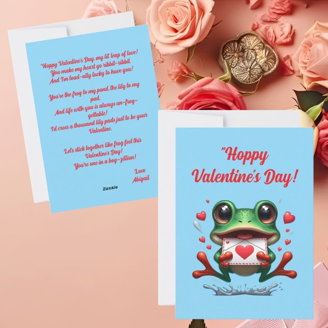 Cute Funny Frog Love Hearts Valentines Card (Creator Uploaded)
