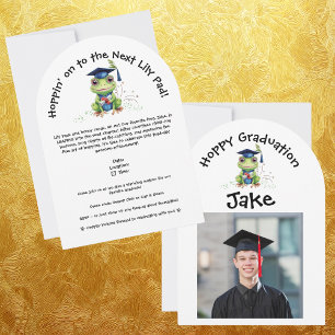Cute Funny Frog Photo Graduation Party Invitation