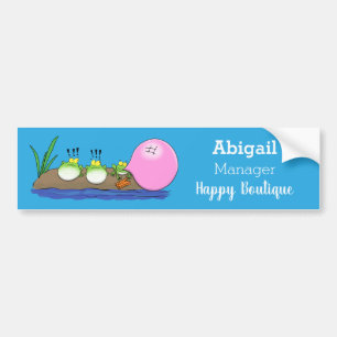 Cute funny frogs bubblegum cartoon illustration bumper sticker