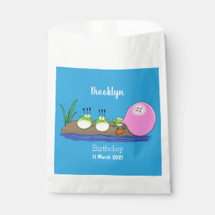 Cute funny frogs bubblegum cartoon illustration favour bag