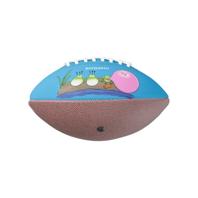 Cute funny frogs bubblegum cartoon illustration football (Rotated 270)