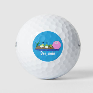 Cute funny frogs bubblegum cartoon illustration golf balls