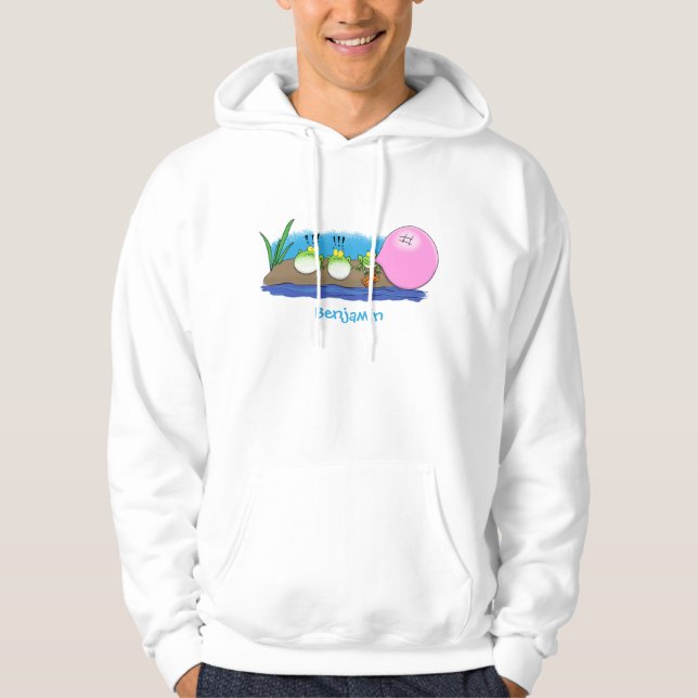 Cute funny frogs bubblegum cartoon illustration hoodie (Front)