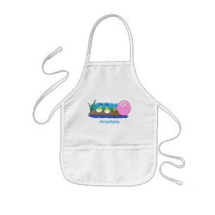 Cute funny frogs bubblegum cartoon illustration kids apron