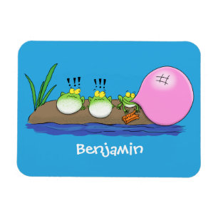 Cute funny frogs bubblegum cartoon illustration magnet