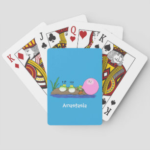 Cute funny frogs bubblegum cartoon illustration playing cards