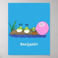 Cute funny frogs bubblegum cartoon illustration