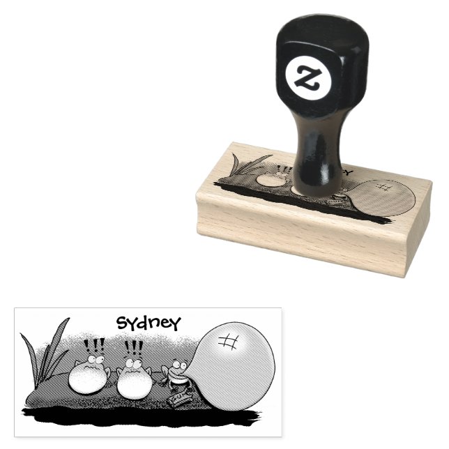 Cute funny frogs bubblegum cartoon illustration ru rubber stamp (Stamped)