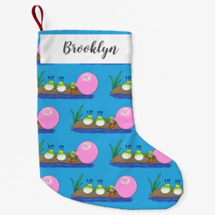 Cute funny frogs bubblegum cartoon illustration small christmas stocking