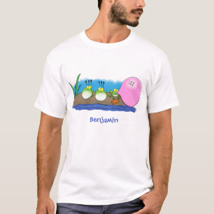 Cute funny frogs bubblegum cartoon illustration T-Shirt