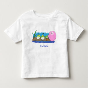 Cute funny frogs bubblegum cartoon illustration toddler T-Shirt