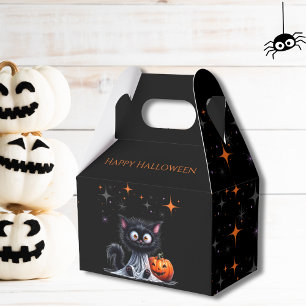 Cute Funny Ghost Black Kitten Halloween Favour Box