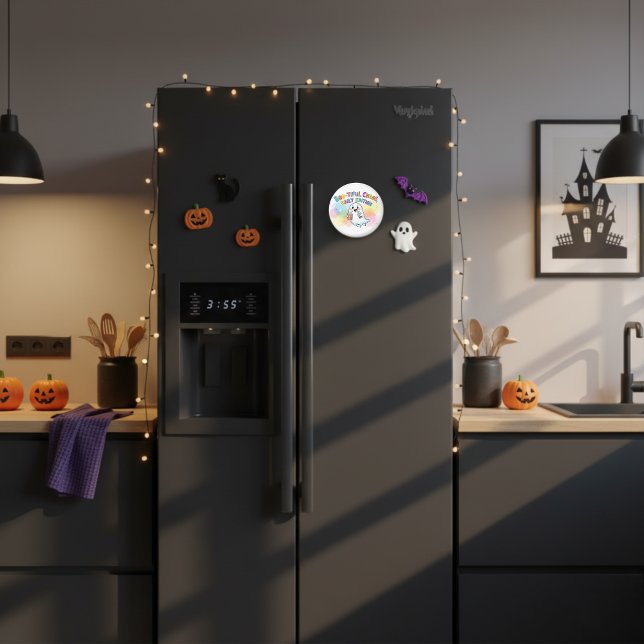 Cute Funny Ghost Colourful Watercolor Fridge Magnet (Creator Uploaded)