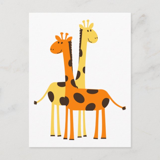 Cute Funny Giraffe Pair Postcard (Front)