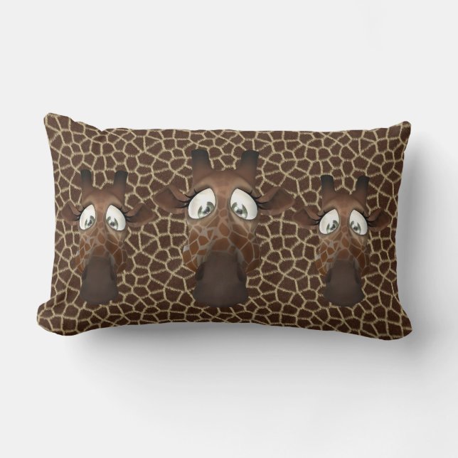 Cute Funny Giraffes Animal Fur Pattern Lumbar Cushion (Front)