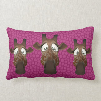 Cute Funny Giraffes Pink Fur Pattern Lumbar Cushion