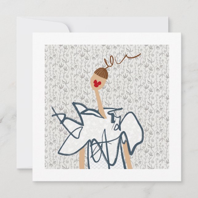 Cute Funny Girl Fashion Illustration Invitation (Front)