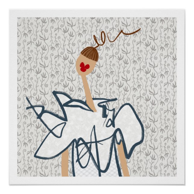 Cute Funny Girl Fashion Illustration Poster (Front)