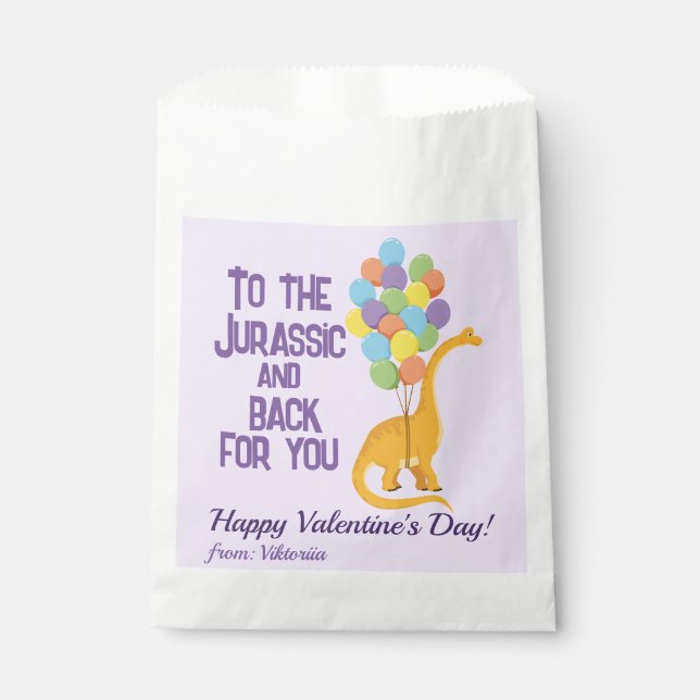 Cute funny girls dinosaur balloons Valentine's Favour Bag (Front)