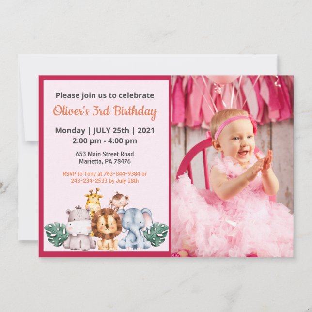 Cute Funny | Girls Photo Birthday Invitation (Front)