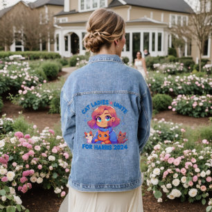 Cute Funny Girly Childless Cat Lady Unite Harris Denim Jacket