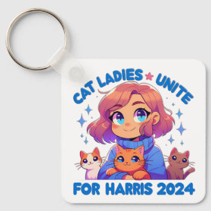 Cute Funny Girly Childless Cat Lady Unite Harris Key Ring